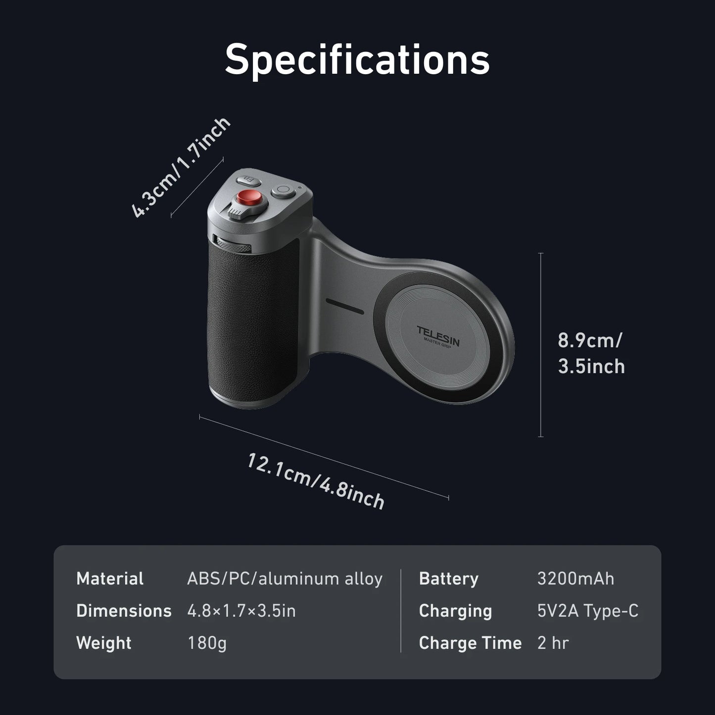Master Grip for iPhone 17 Pro / Pro Max | Magnetic Camera Handle with 3200mAh Battery