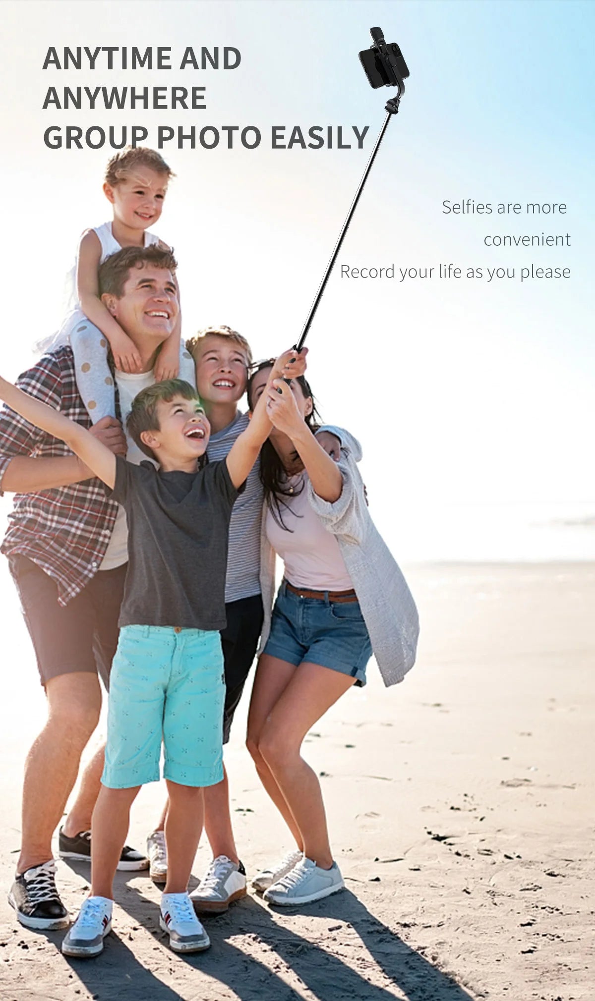 Stainless Steel Bluetooth Selfie Stick Tripod for Smartphones (Q02s)