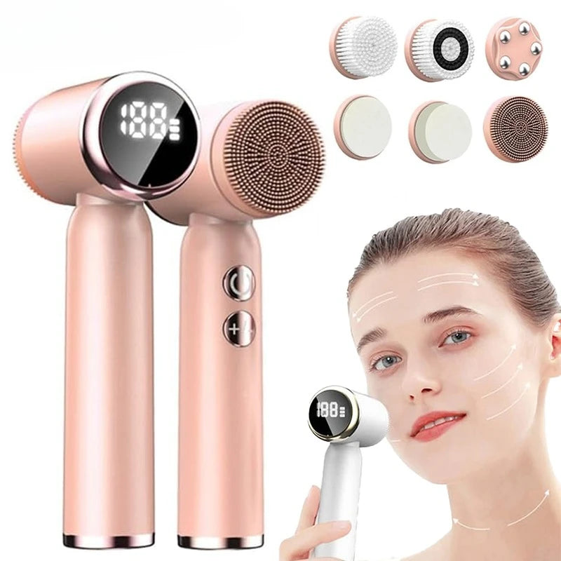 Miitina Electric Face Cleanser – 6 Brush Heads Deep Clean & Blackhead Remover