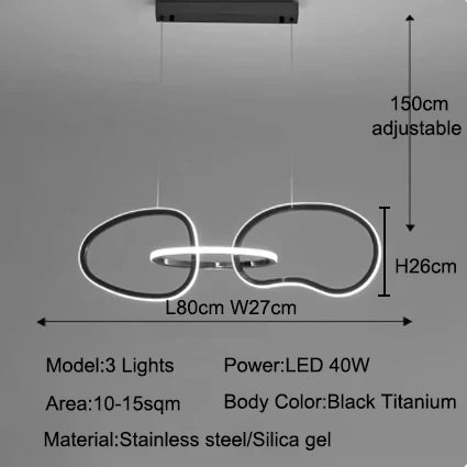 MZXFA Smart LED Pendant Light JLD0190 | Remote Dimmable, Modern Stainless Steel