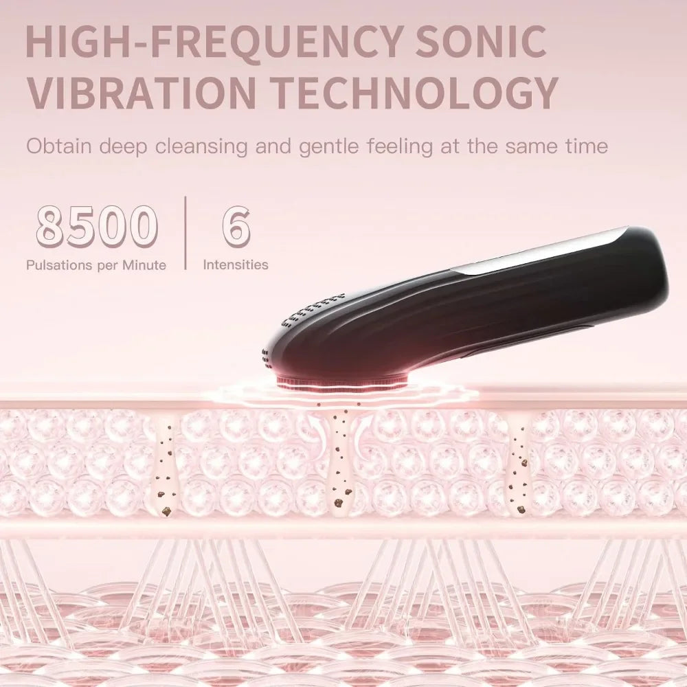 LSHOW Rechargeable Sonic Facial Cleansing Brush with Hot Compress – IPX7 Waterproof Deep Clean & Massage Tool