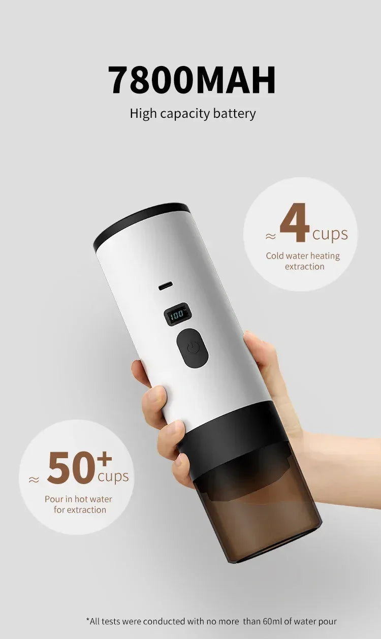 TINSOL Rechargeable Coffee Maker – Wireless Heating, 90ml Water Tank, Camping & Travel Use