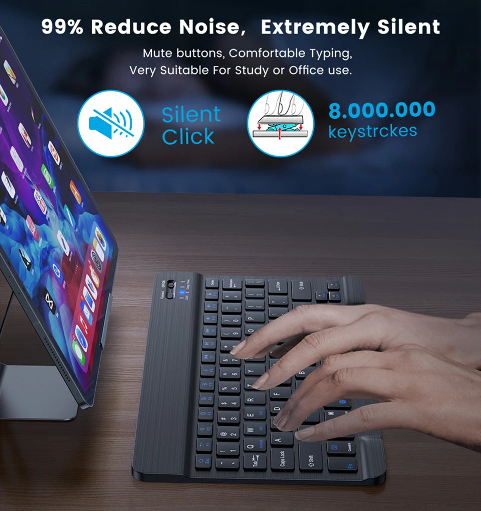 Bluetooth Wireless Mini Keyboard – Rechargeable, Multi-Device, Compact Layout