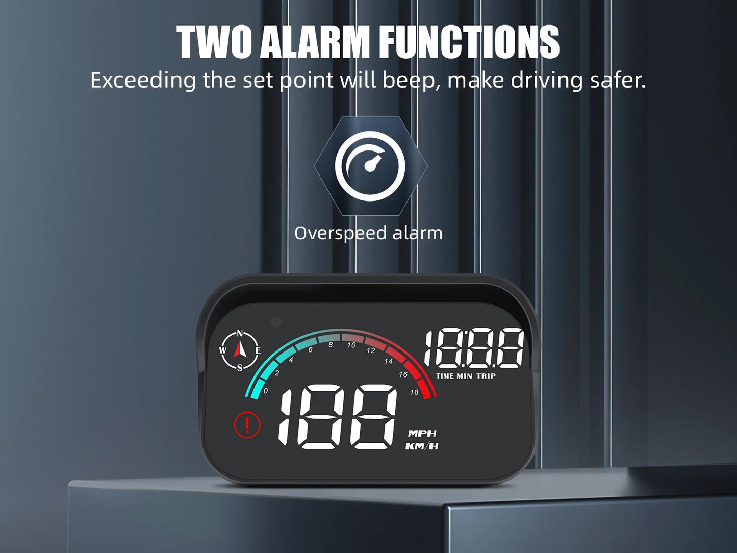 RYSJM Dual-Mode GPS & OBD Car Head-Up Display – Speed HUD with Compass, Large Font & Overspeed Alarm (Universal Fit