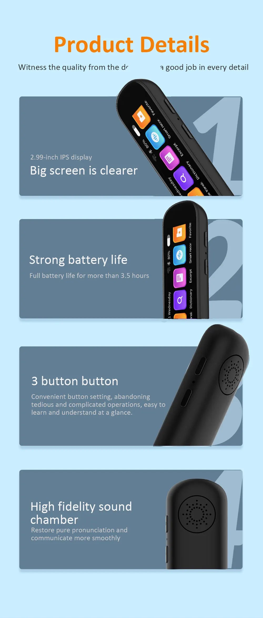 ESTG S6 Pro Portable AI Translator – Real-Time Voice Translation with Display Screen
