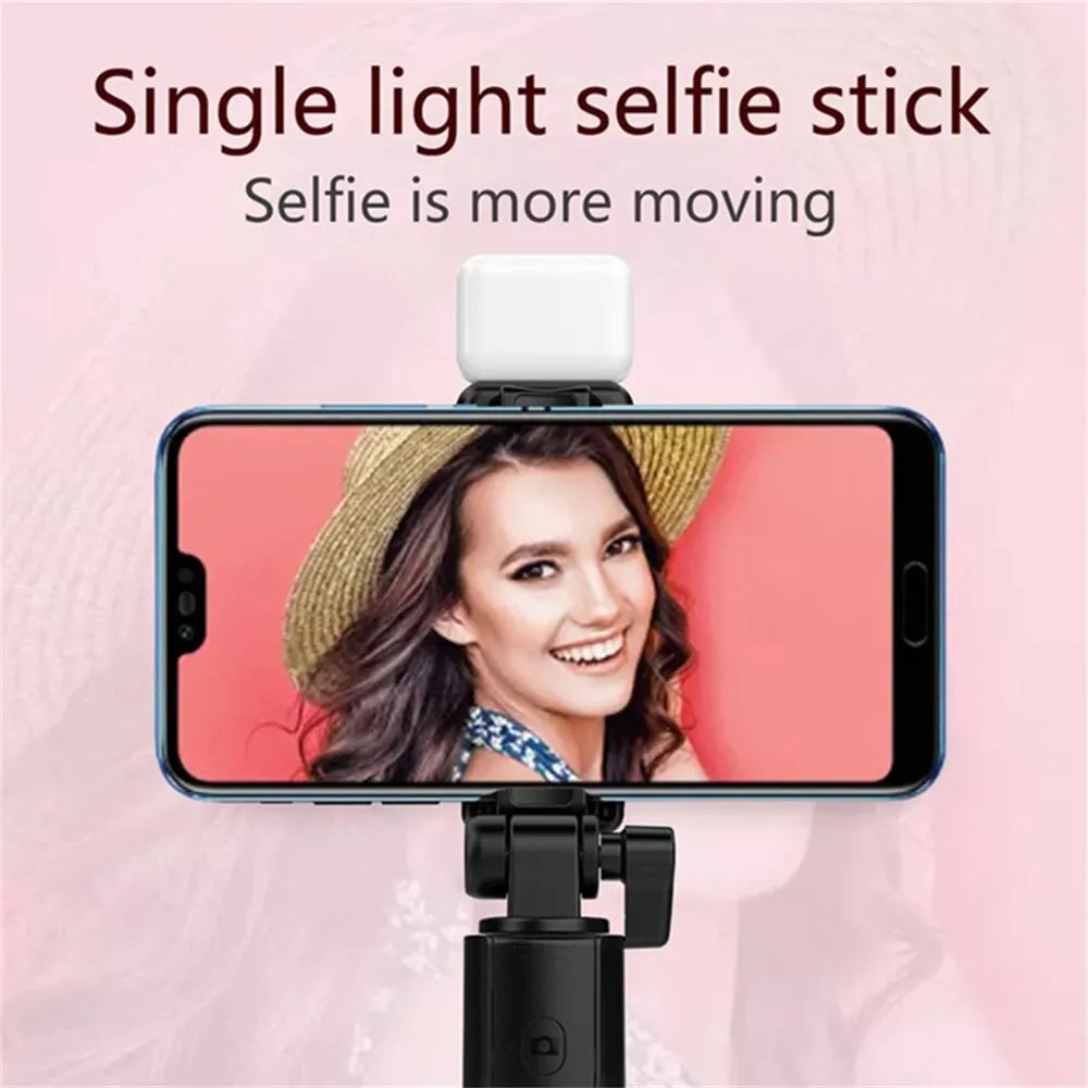 Compact Selfie Stick Tripod – Stainless Steel, Fill Light & Bluetooth Control