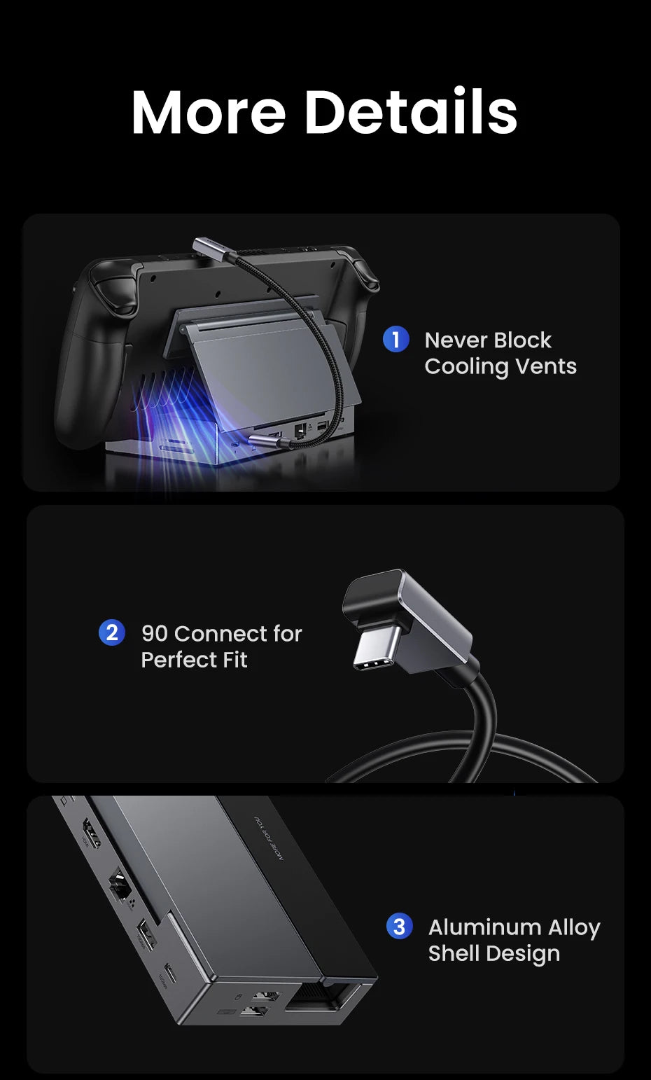 9-in-1 Steam Deck Docking Station – 4K@60Hz HDMI, 10Gbps USB-C, 100W PD Stand