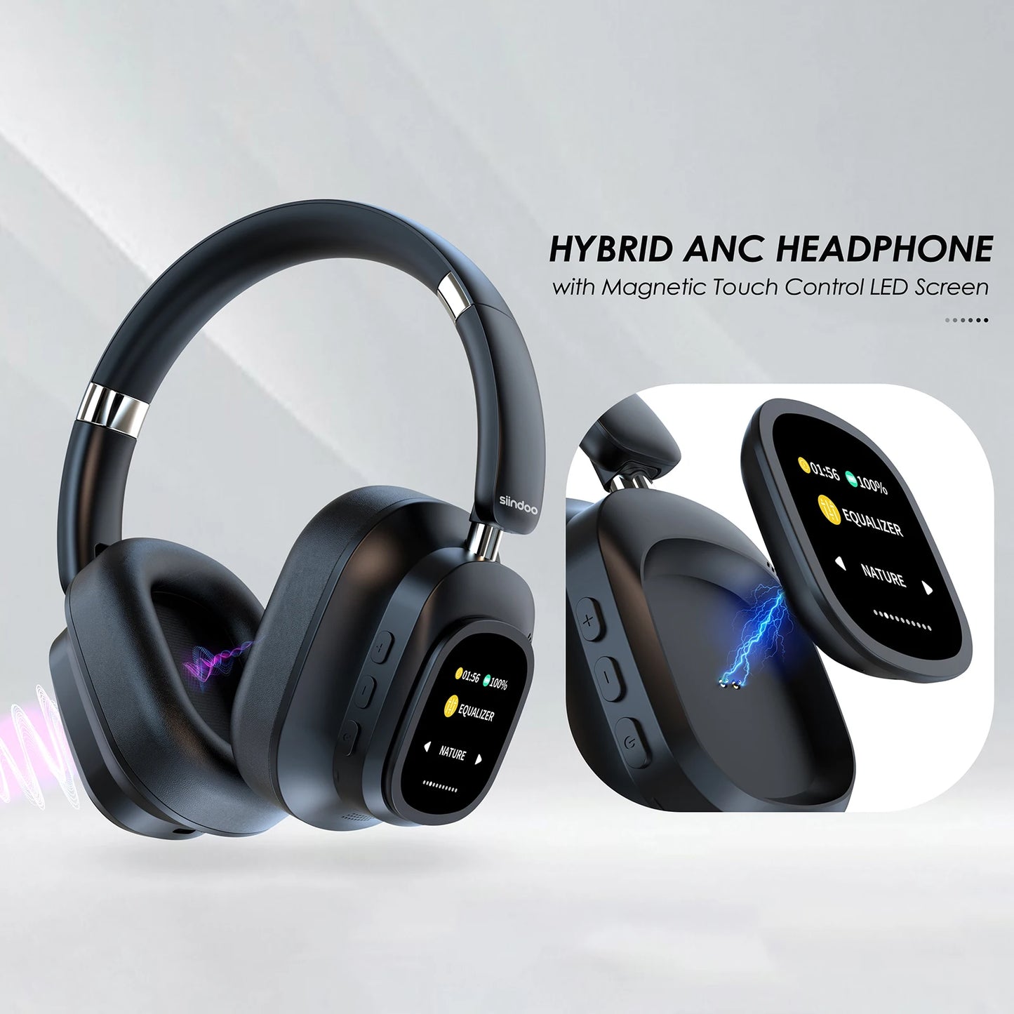 JH-ANC930PLUS Hybrid ANC Bluetooth Headphones – Touch Screen, 70H Playtime