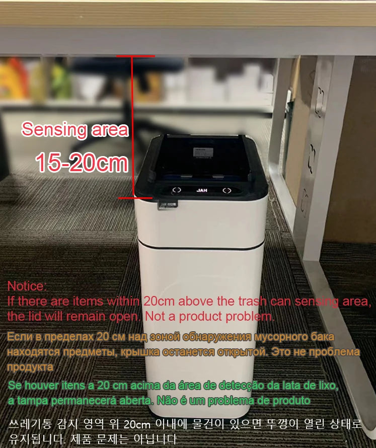 mart Stainless Steel Trash Can 20–60L – Touchless Sensor Kitchen Bin with Wheels