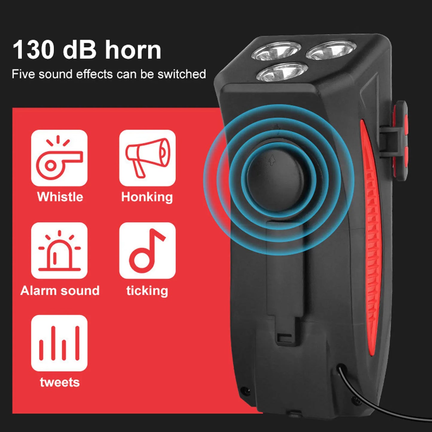 4-in-1 Bicycle Phone Holder with Headlight, Horn & 4000mAh Power Bank