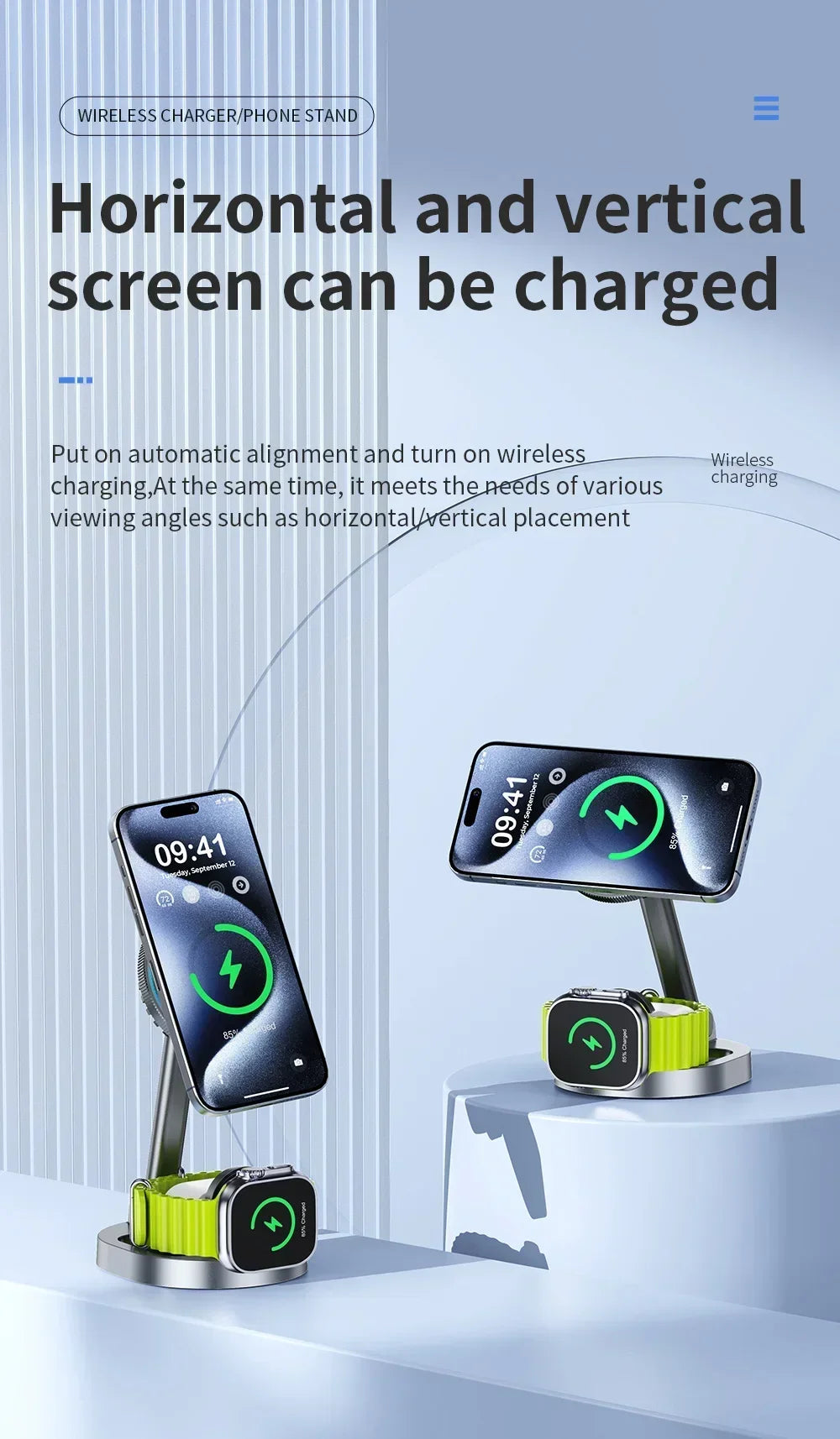 VIKEFON Magnetic Wireless Charger Stand + Phone Cooling Radiator (Apple Devices Only)