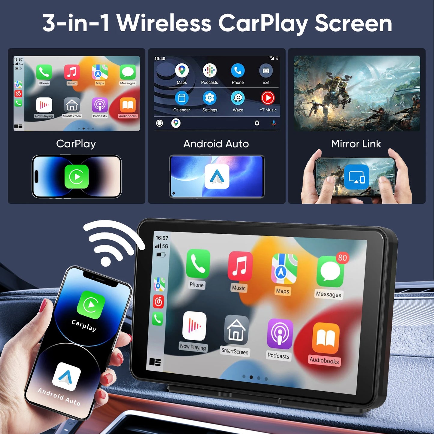 Pionray Universal Car Multimedia Player 7” / 10.26” – CarPlay, Android Auto