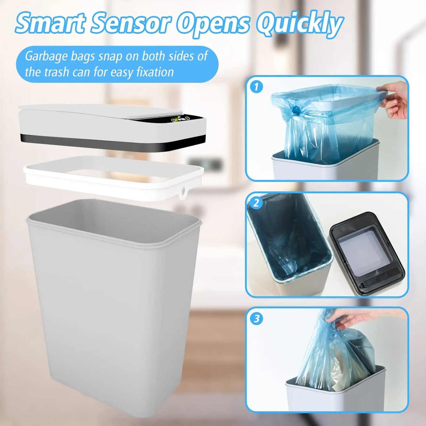 12L Smart-Style Sensor Trash Can – Space-Saving Automatic Waste Bin for Bathroom & Kitchen