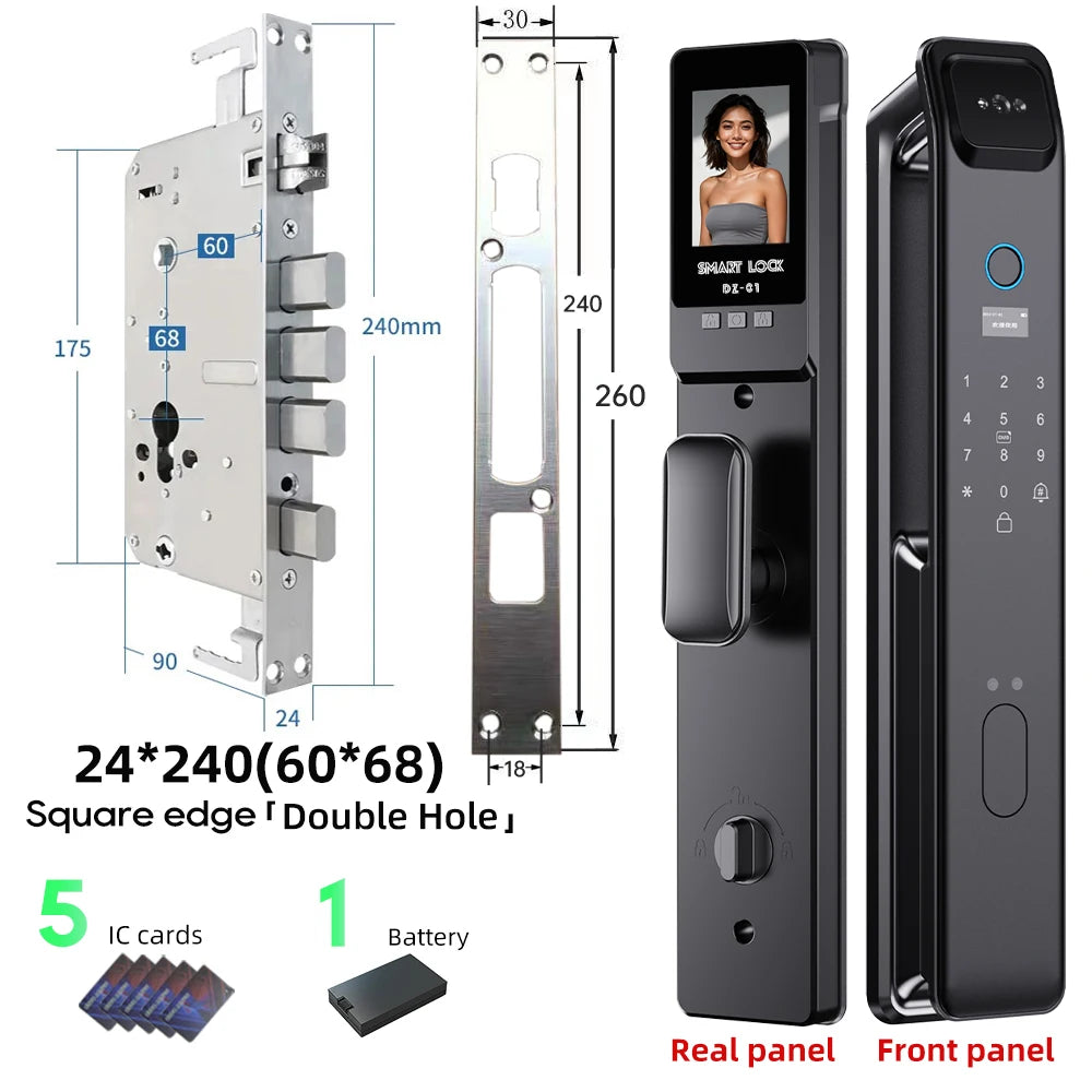 Wishome W-F9 Smart Face Recognition Door Lock with Camera & HD Screen – WiFi Fingerprint Lock