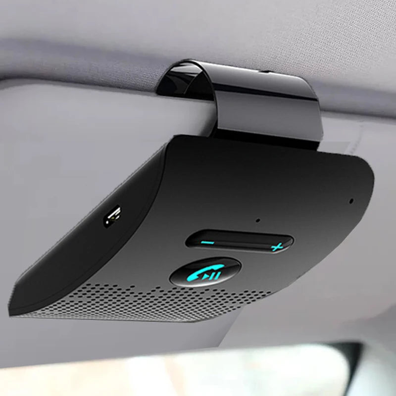 Bluetooth 5.0 Handsfree Car Kit – HiFi Speaker Wireless Audio Receiver with Noise Cancelling Sun Visor Clip