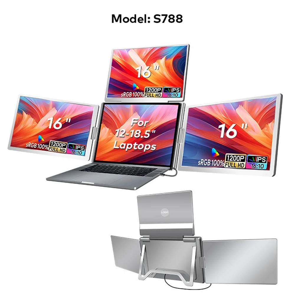 Rospider 16″ Portable Monitor – 1920×1200 IPS, 16:10, USB-C Swivel Display