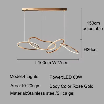 MZXFA Smart LED Pendant Light JLD0190 | Remote Dimmable, Modern Stainless Steel