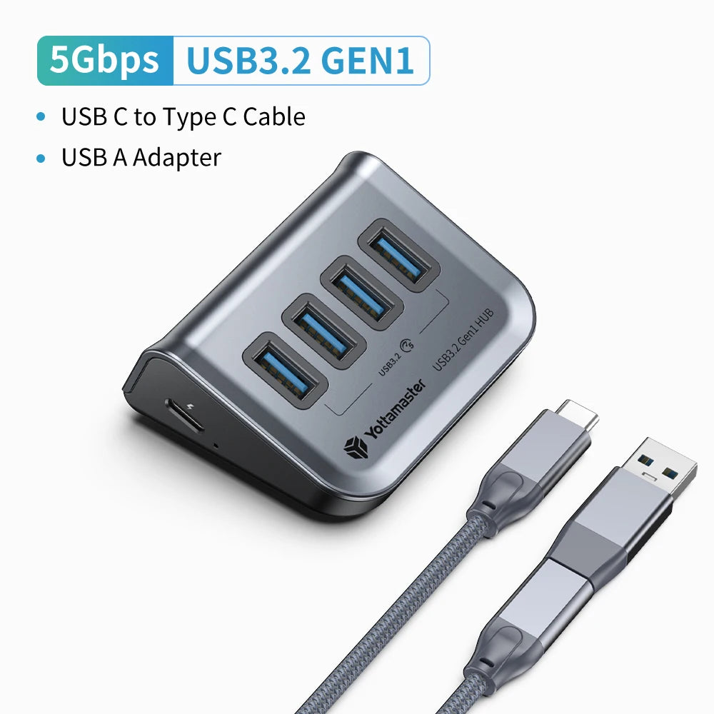 GA1 USB-C Hub with Power Supply – 7 Ports, 10Gbps High-Speed Data Transfer