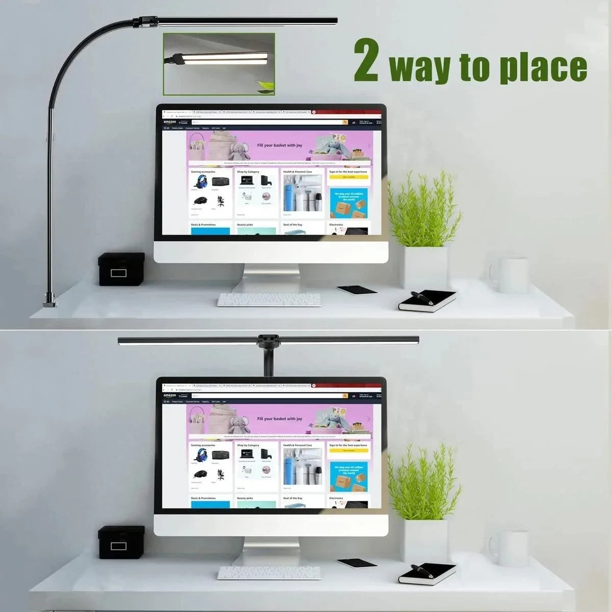 ALTCHIHYQ Double-Head LED Desk Lamp | 80cm Wide, Remote Control, 5-Level Dimming