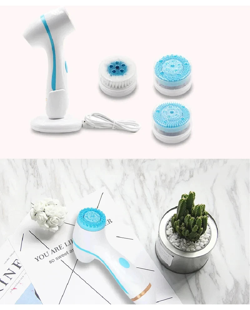 Electric Facial Cleanser – IPX7 Waterproof Multi-Brush Skin Cleaning Device