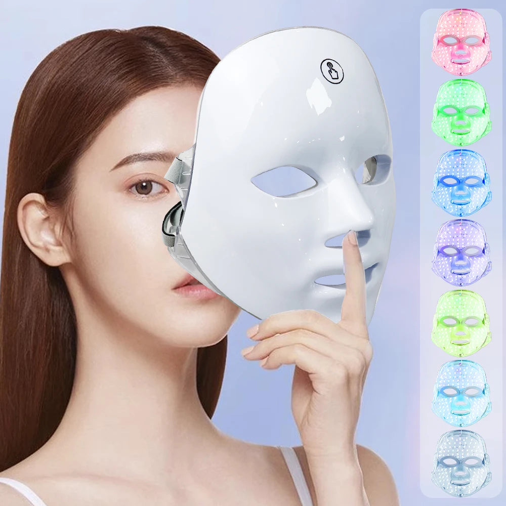 Portable LED Facial Mask with 7 Light Modes – USB Powered Skin Rejuvenation Device