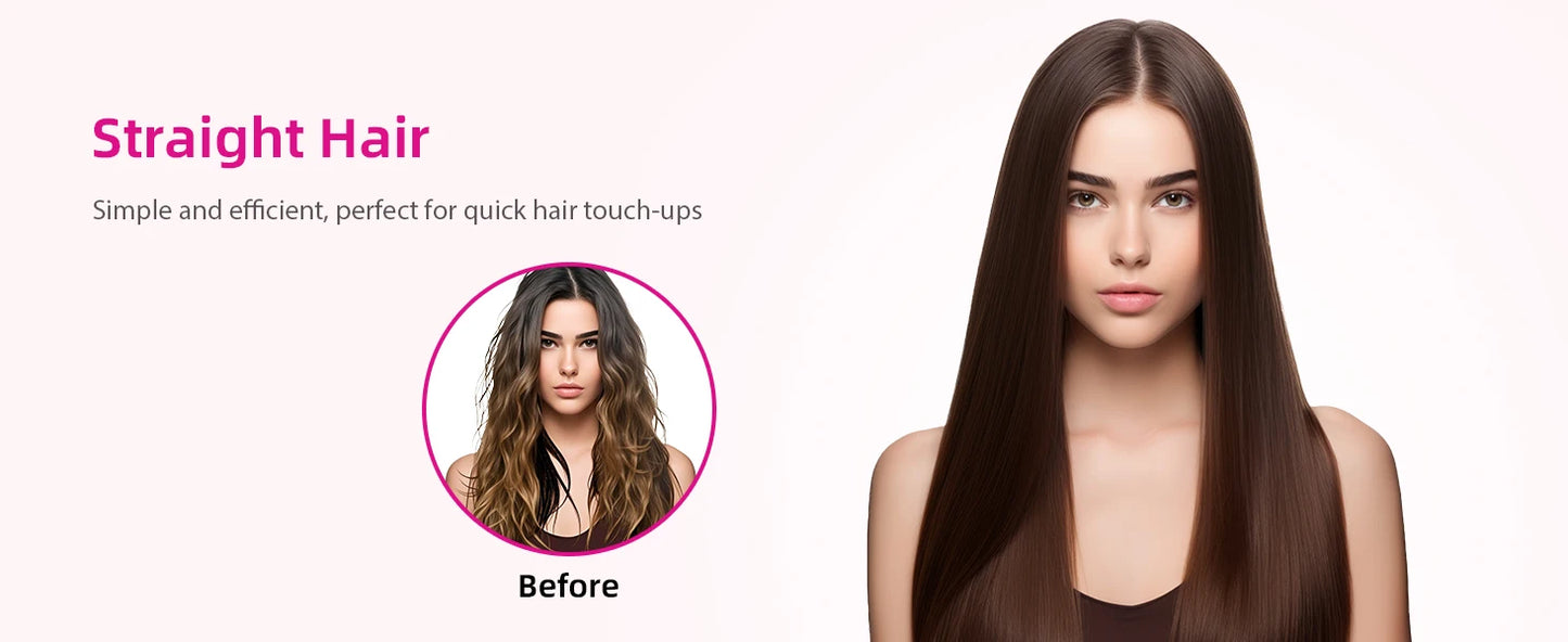 Cordless Hair Straightener Brush – Wireless, Adjustable Heat, Travel-Ready
