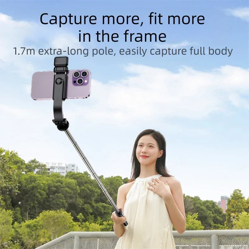 Ultra-Long 1.7m Bluetooth Selfie Stick Tripod – Stainless Steel