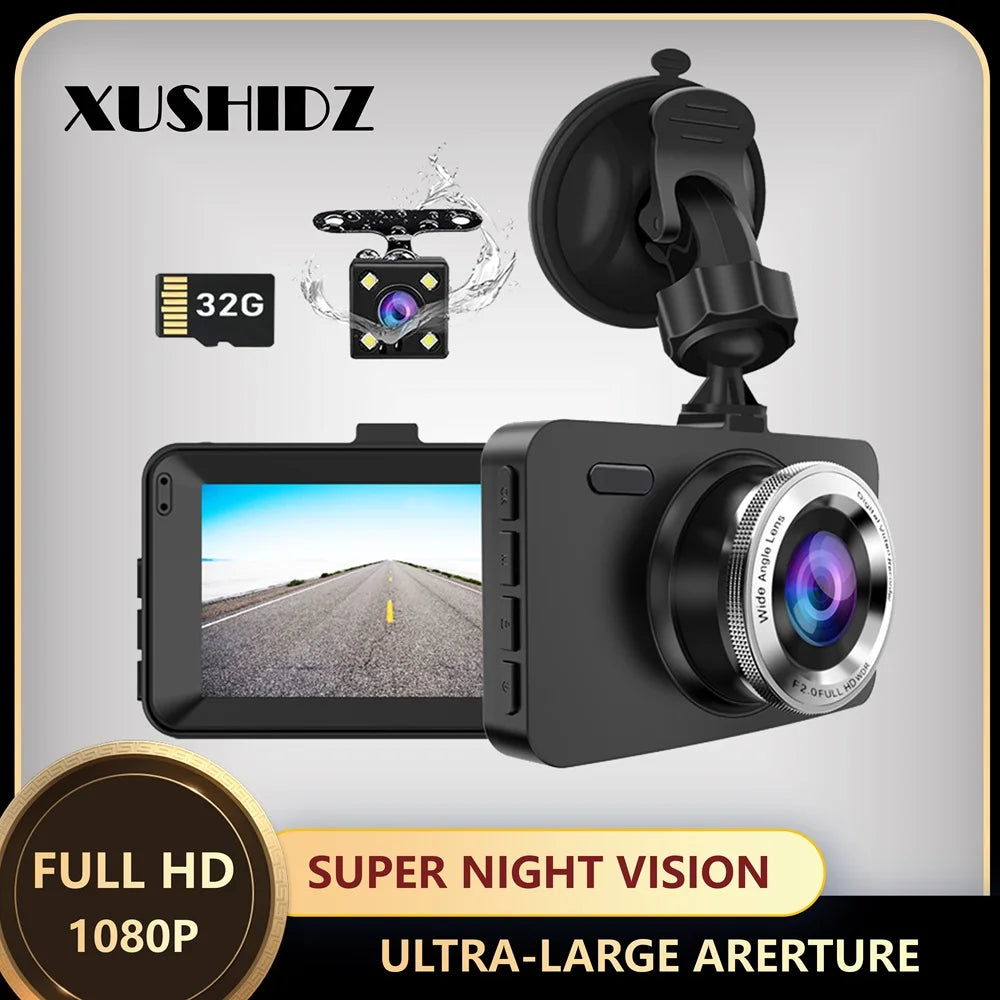 XUSHIDZ Q18 / Q18 PRO 1080P Dash Cam – Dual Camera Car DVR with Night Vision & Parking Monitor