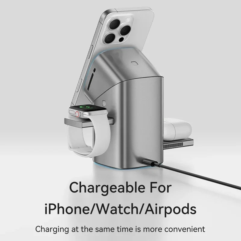 Maxco MW15 Qi2 Auto Rotate Magnetic Wireless Charging Stand – 3-in-1 Fast Charge