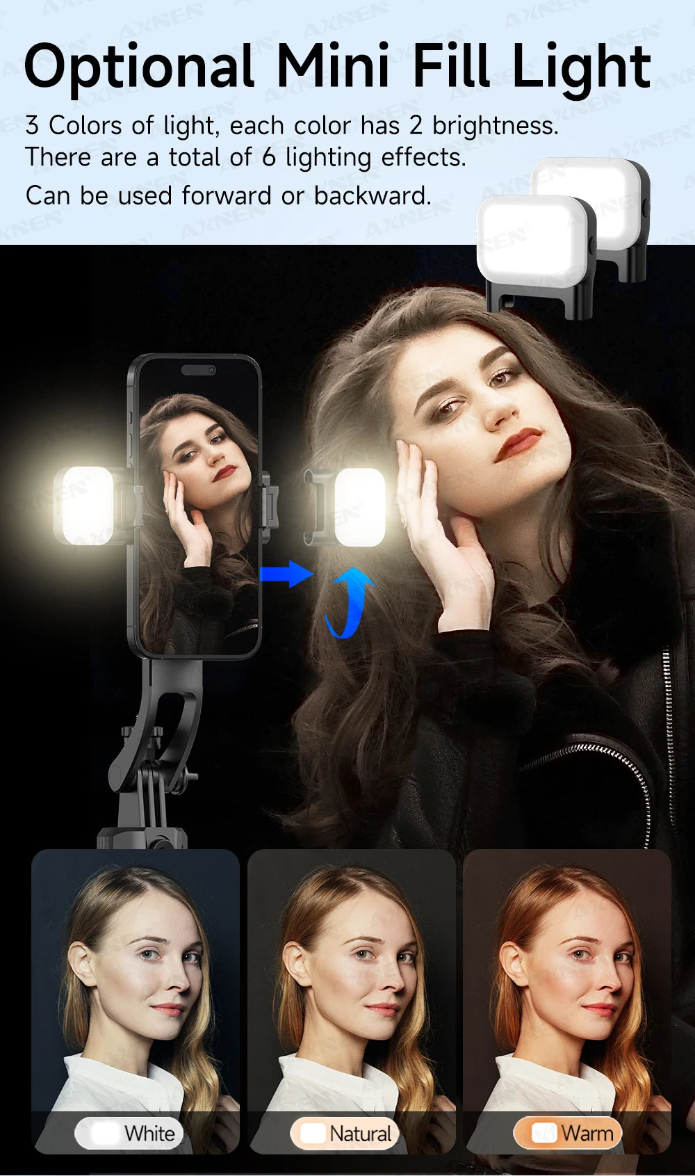 AI Face Tracking Selfie Stick Tripod – 1.63m Smart Quadrapod