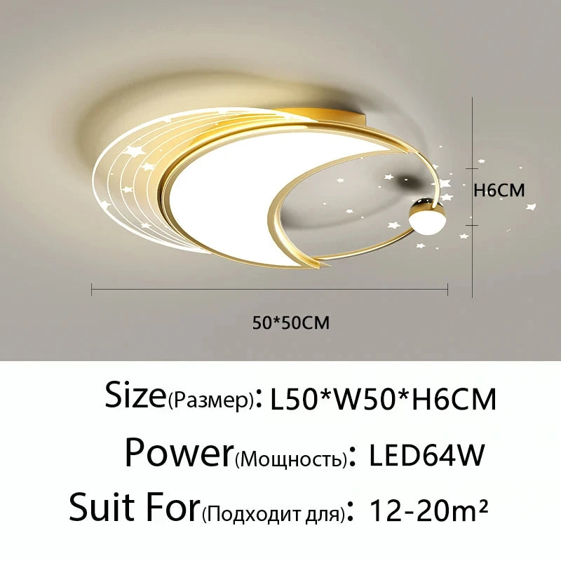 AuroraRealm Modern Ceiling Light with Remote | Gold LED Ceiling Lamp, 90–260V