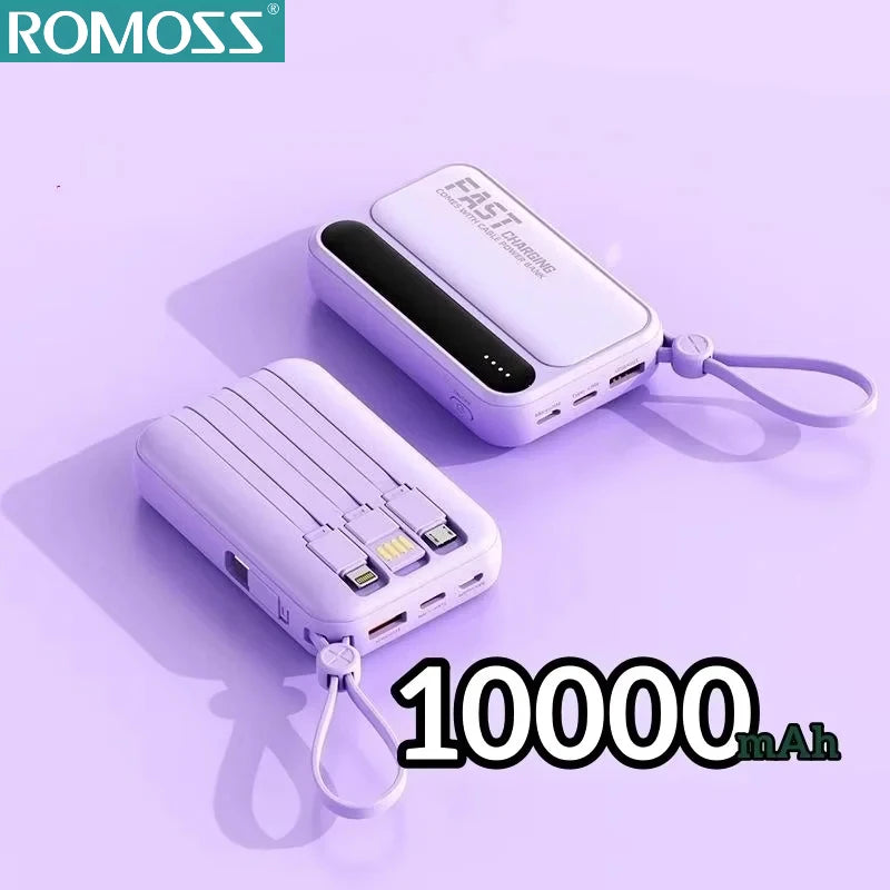 High-Capacity Power Bank 120W – Built-in 4 Cables, Digital Display (10000mAh / 30000mAh / 50000mAh)