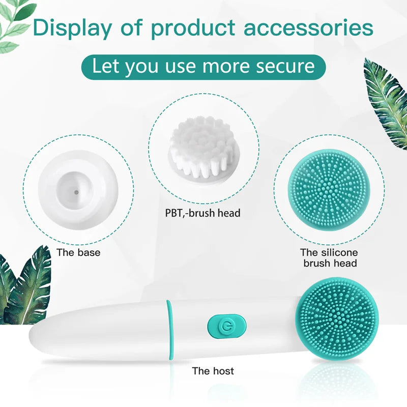 Electric Silicone Facial Cleansing Brush – Waterproof 2-Speed Deep Pore Face Cleaner
