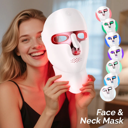 ForeverLily Wireless 7-Color LED Facial & Neck Mask – Rechargeable Skincare Light Therapy Device
