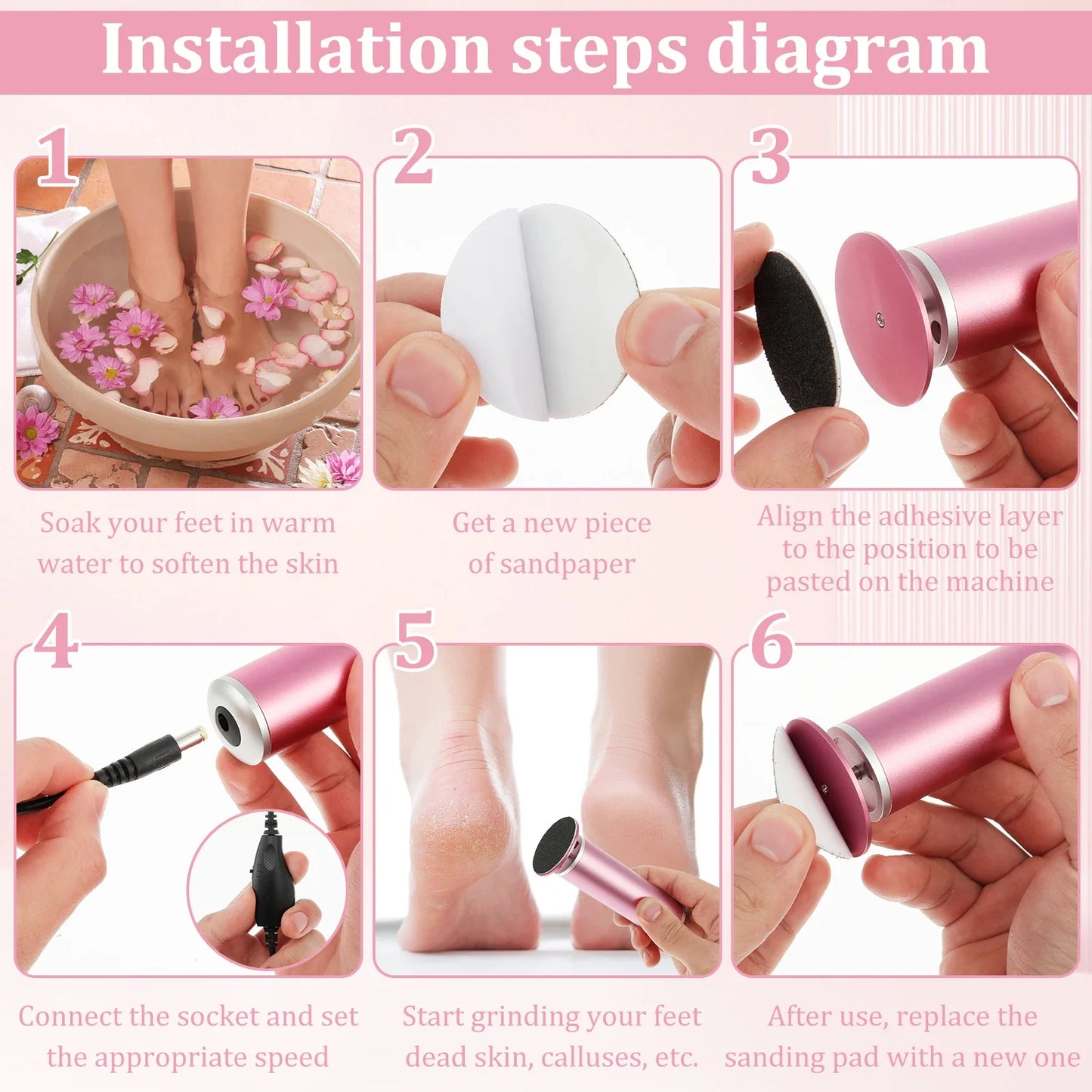 Electric Foot Callus Remover – Professional Aluminum Pedicure Grinder with Adjustable Speed