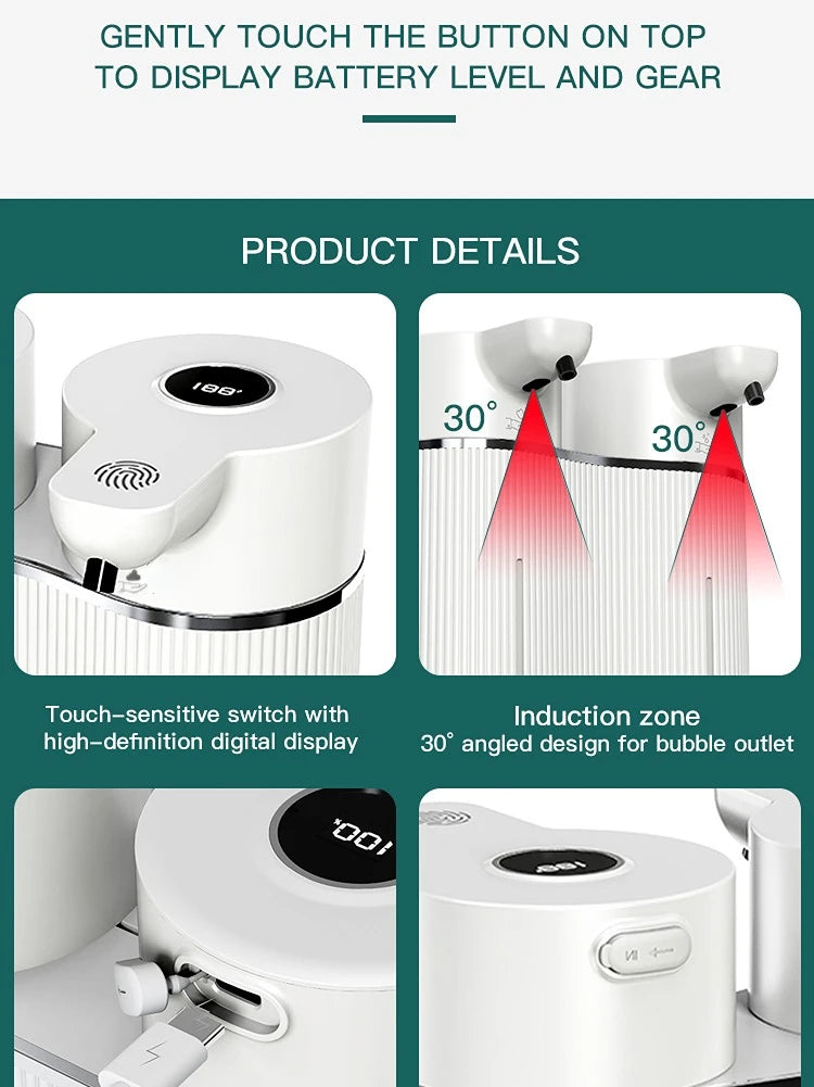 Double-Head Automatic Soap Dispenser – Touchless Foam & Liquid Smart Dispenser 800ml