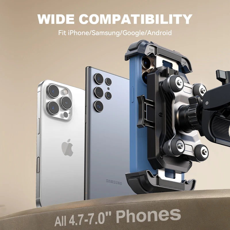 Anti-Vibration Motorcycle Phone Holder – 360° Handlebar Mount