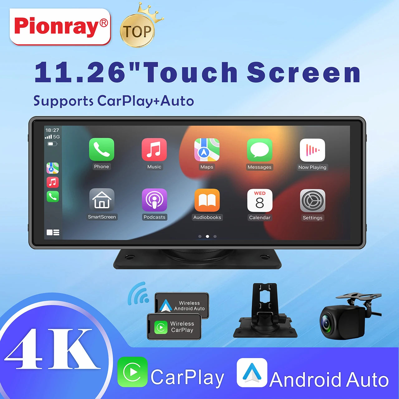 Pionray Universal Car Multimedia Player 7” / 10.26” – CarPlay, Android Auto