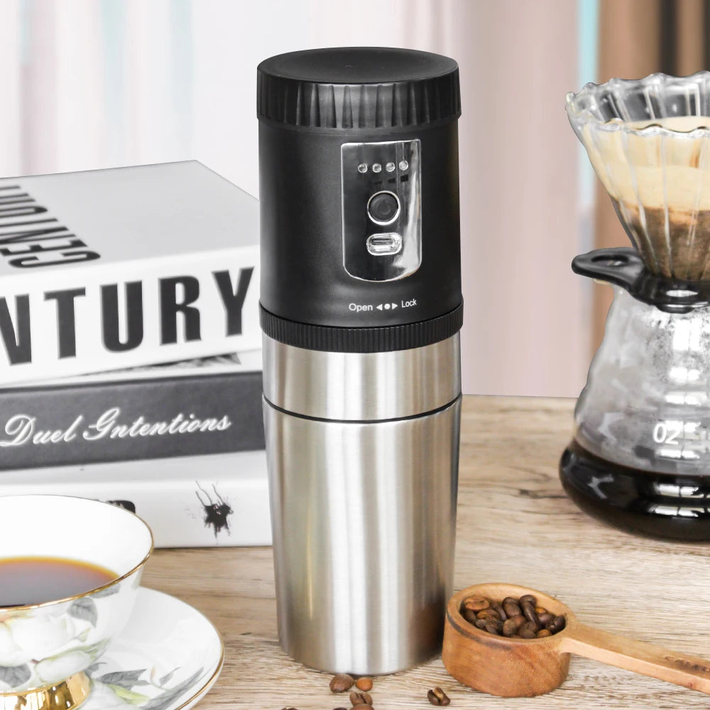 SENSEMAKE Portable Electric Coffee Maker with Grinder – Rechargeable 3-in-1 Travel Brewer
