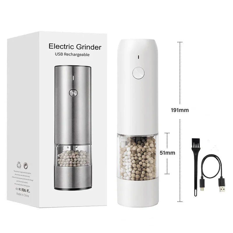 Rechargeable Electric Salt & Pepper Grinder – Adjustable Coarseness with LED & USB-C
