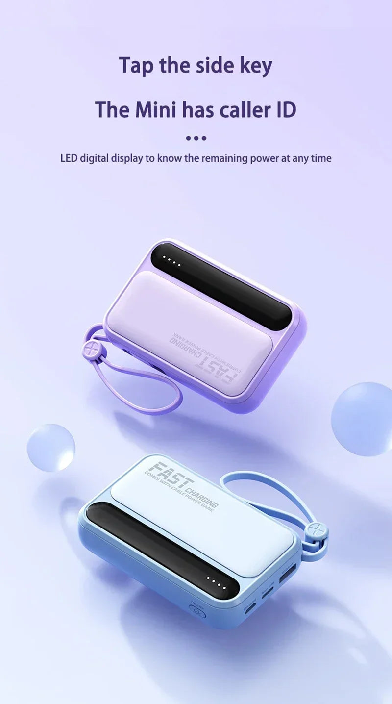 High-Capacity Power Bank 120W – Built-in 4 Cables, Digital Display (10000mAh / 30000mAh / 50000mAh)