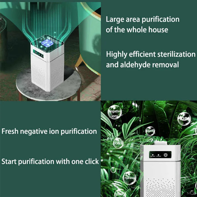 ROFAELEC High-Power Air Purifier – 300m³/h HEPA Filtration, Solar & USB, Ultra-Quiet