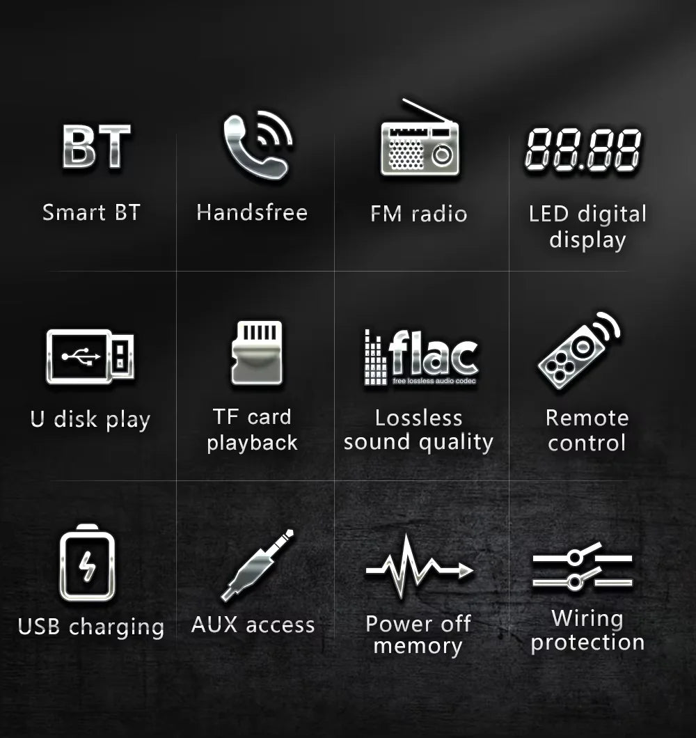 BQCC M11 Double Din Bluetooth Car Stereo – 60W×4 FM Radio, USB/SD MP3 Player, AUX Input & Voice Assistant