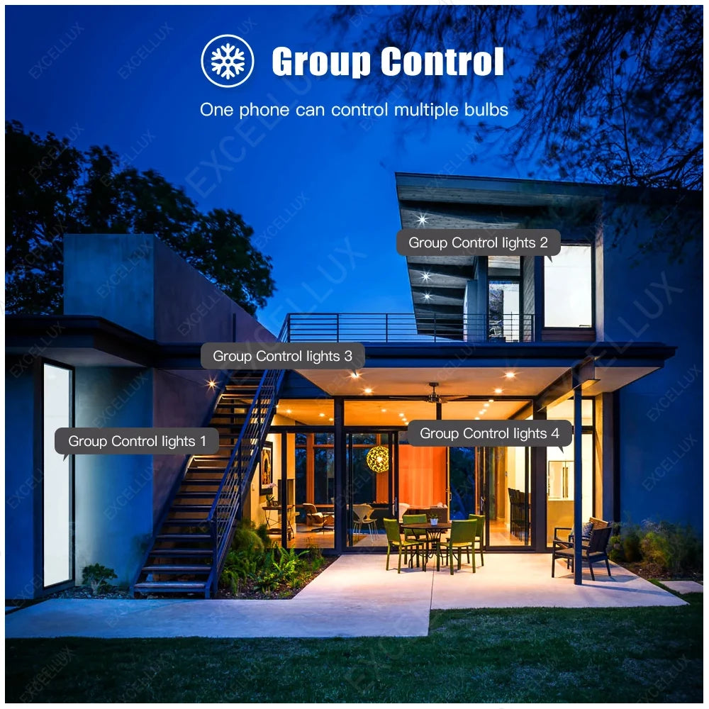 Excellux Smart WiFi LED Bulb E27 | 16 Million Colours, App & Voice Control
