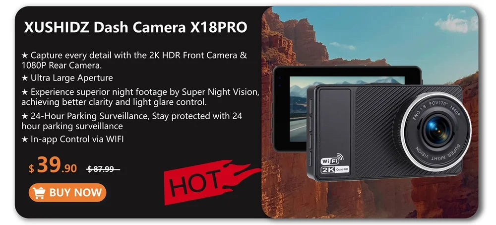 XUSHIDZ Q18 / Q18 PRO 1080P Dash Cam – Dual Camera Car DVR with Night Vision & Parking Monitor