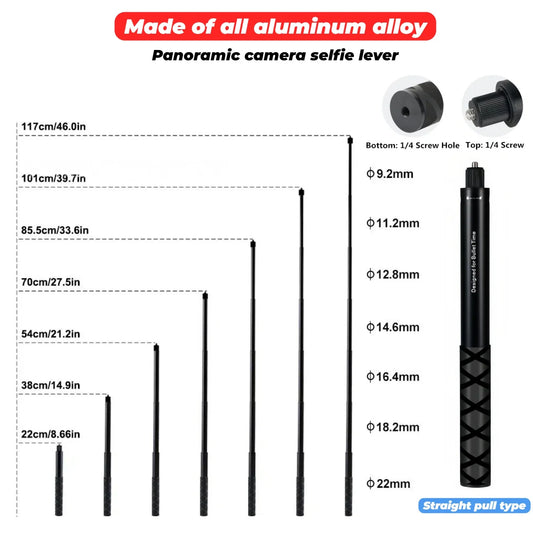 Ultra-Long 1.2m Invisible Selfie Stick for 360° Action Cameras