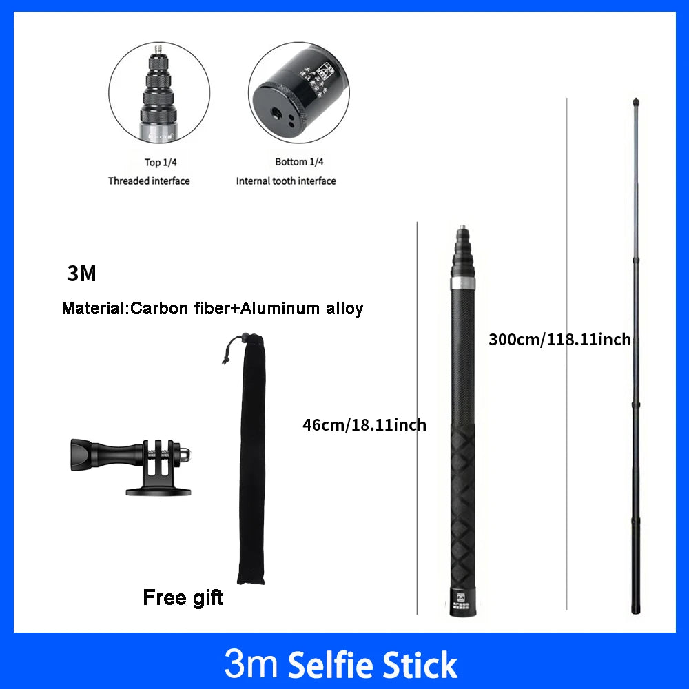 Professional Invisible Selfie Stick Tripod for Insta360 X5/X4/X3 & Action Cameras