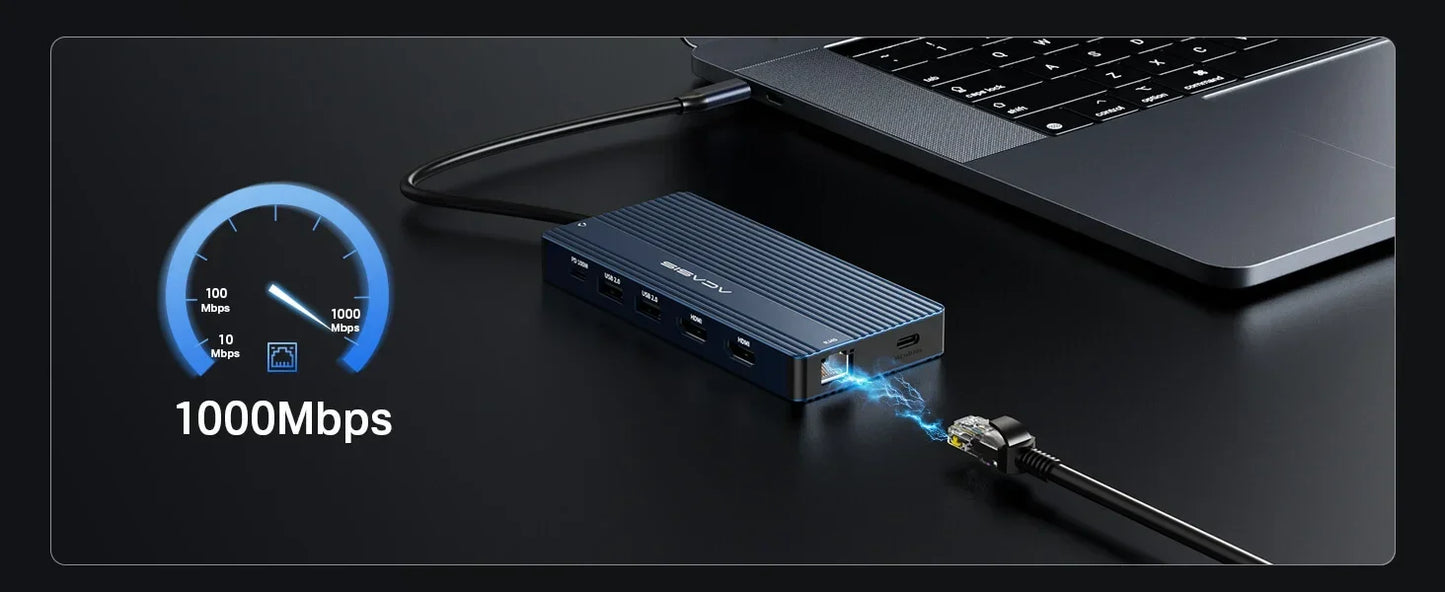 DS-0203 14-in-1 USB-C Docking Station – Triple Display HDMI Hub with 100W PD & Ethernet