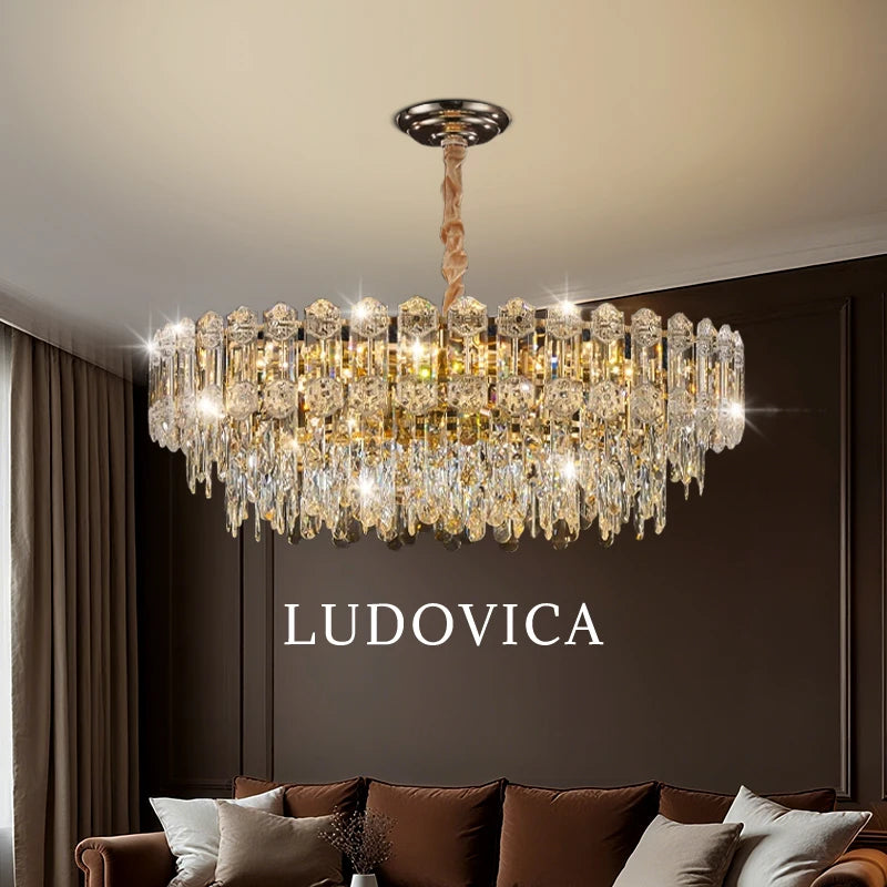 LUDOVICA Crystal LED Chandelier | Elegant Pendant Light for Bedroom & Dining