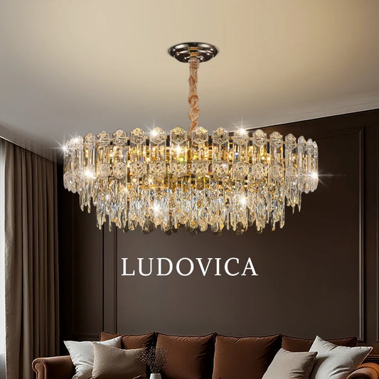 LUDOVICA Crystal LED Chandelier | Elegant Pendant Light for Bedroom & Dining